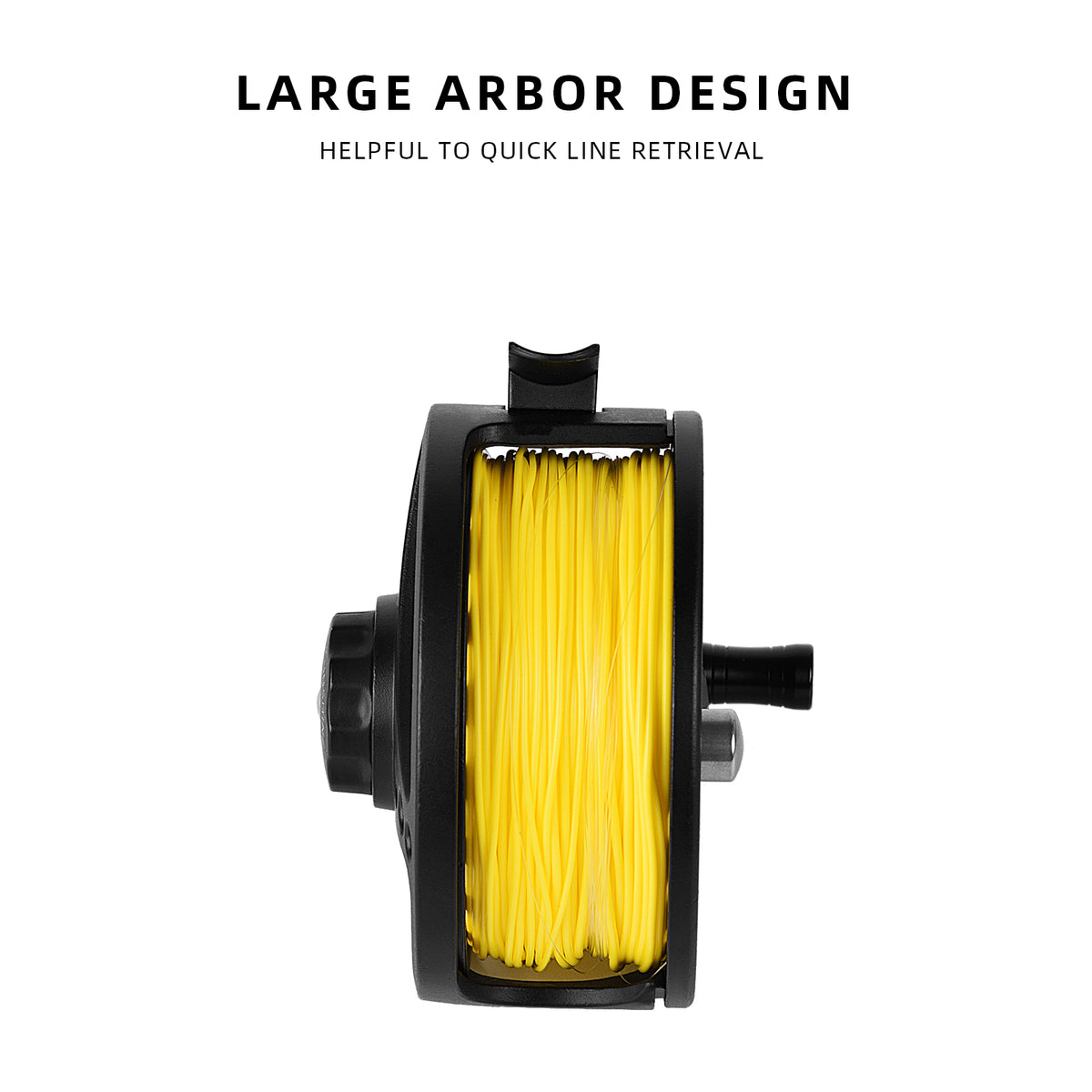 SF Large Arbor Fly Fishing Reel 3/4wt 5/6wt 7/8wt Aluminum Alloy Body Die-Cast Matt Black Pre-Loaded Fly Reel with Line Combo Fluorescent Yellow Fly Line