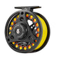 SF Large Arbor Fly Fishing Reel 3/4wt Aluminum Alloy Body Die-Cast Matt Black Pre-Loaded Fly Reel with Line Combo Fluorescent Yellow Fly Line