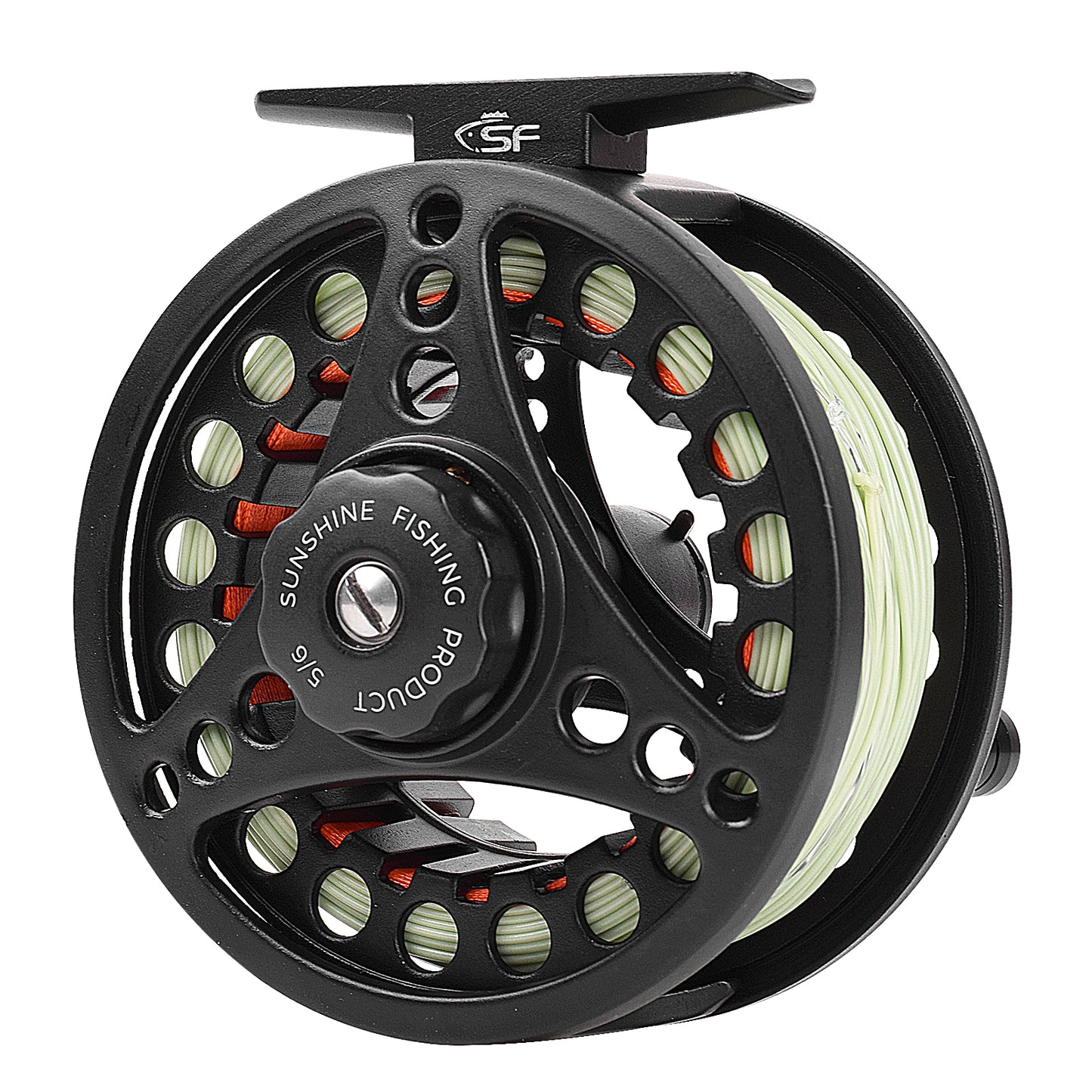 SF Large Arbor Fly Fishing Reel 5/6wt Aluminum Alloy Body Die-Cast Matt Black Pre-Loaded Fly Reel with Line Combo