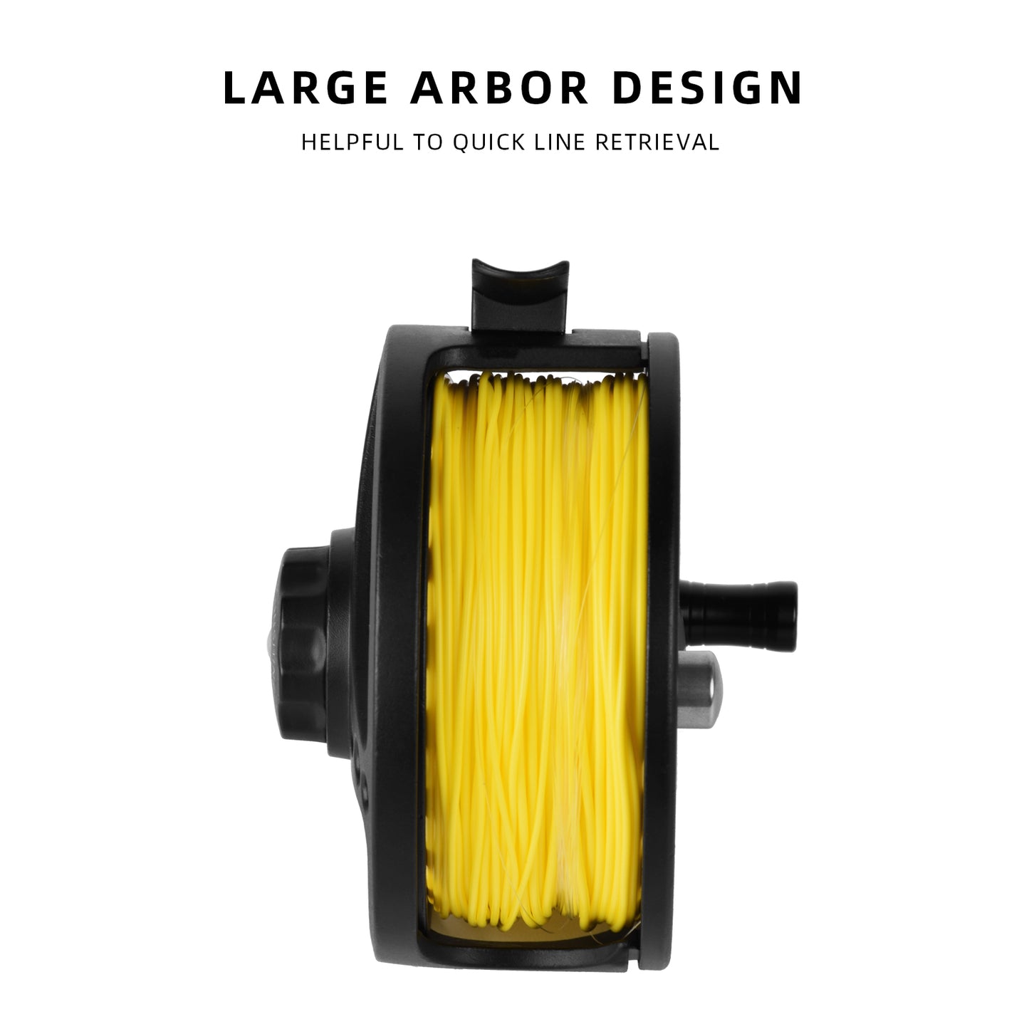 SF Large Arbor Fly Fishing Reel 5/6wt Aluminum Alloy Body Die-Cast Matt Black Pre-Loaded Fly Reel with Line Combo Fluorescent Yellow Fly Line