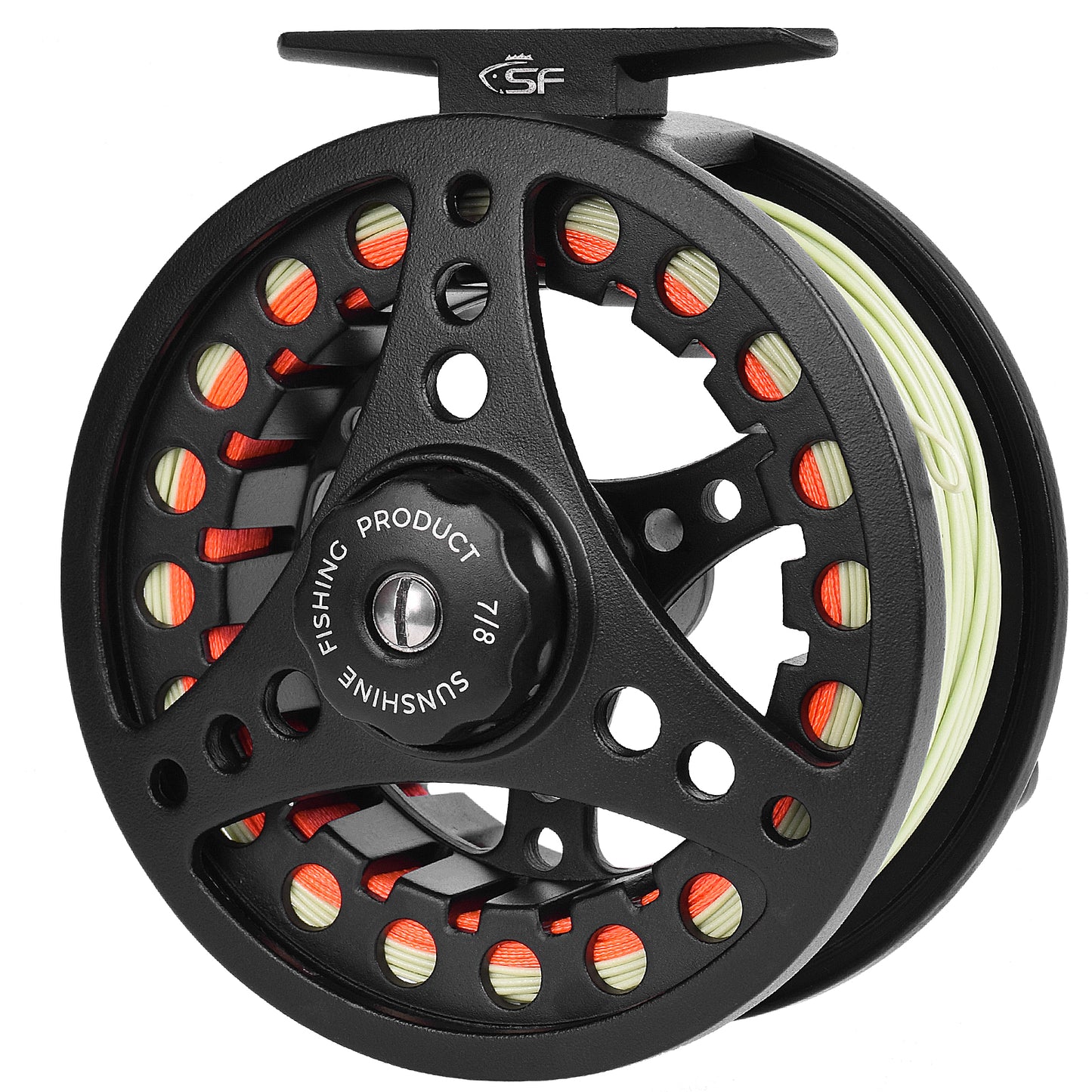 SF Large Arbor Fly Fishing Reel 7/8wt Aluminum Alloy Body Die-Cast Matt Black Pre-Loaded Fly Reel with Line Combo