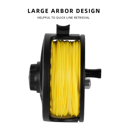 SF Large Arbor Fly Fishing Reel 7/8wt Aluminum Alloy Body Die-Cast Matt Black Pre-Loaded Fly Reel with Line Combo Fluorescent Yellow Fly Line