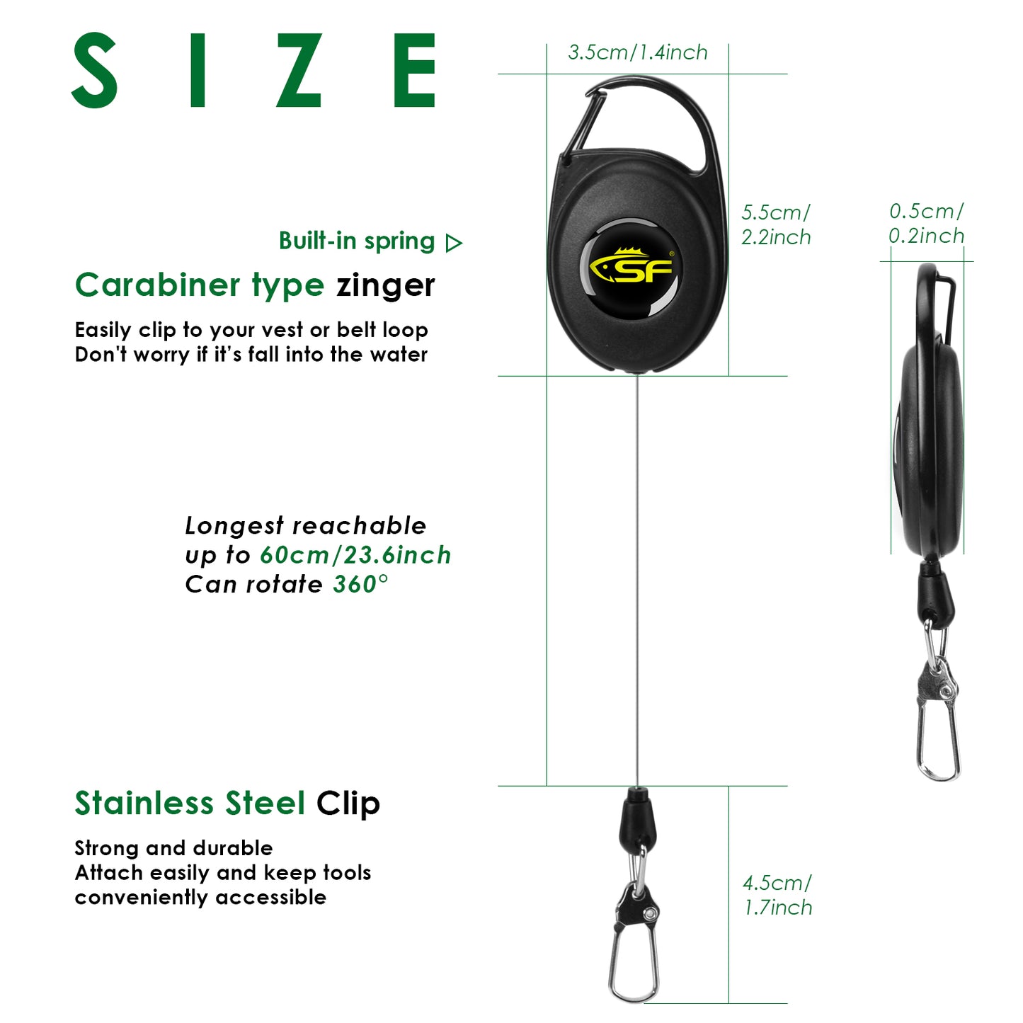 SF Fly Fishing Zinger Retractor 3 pcs
