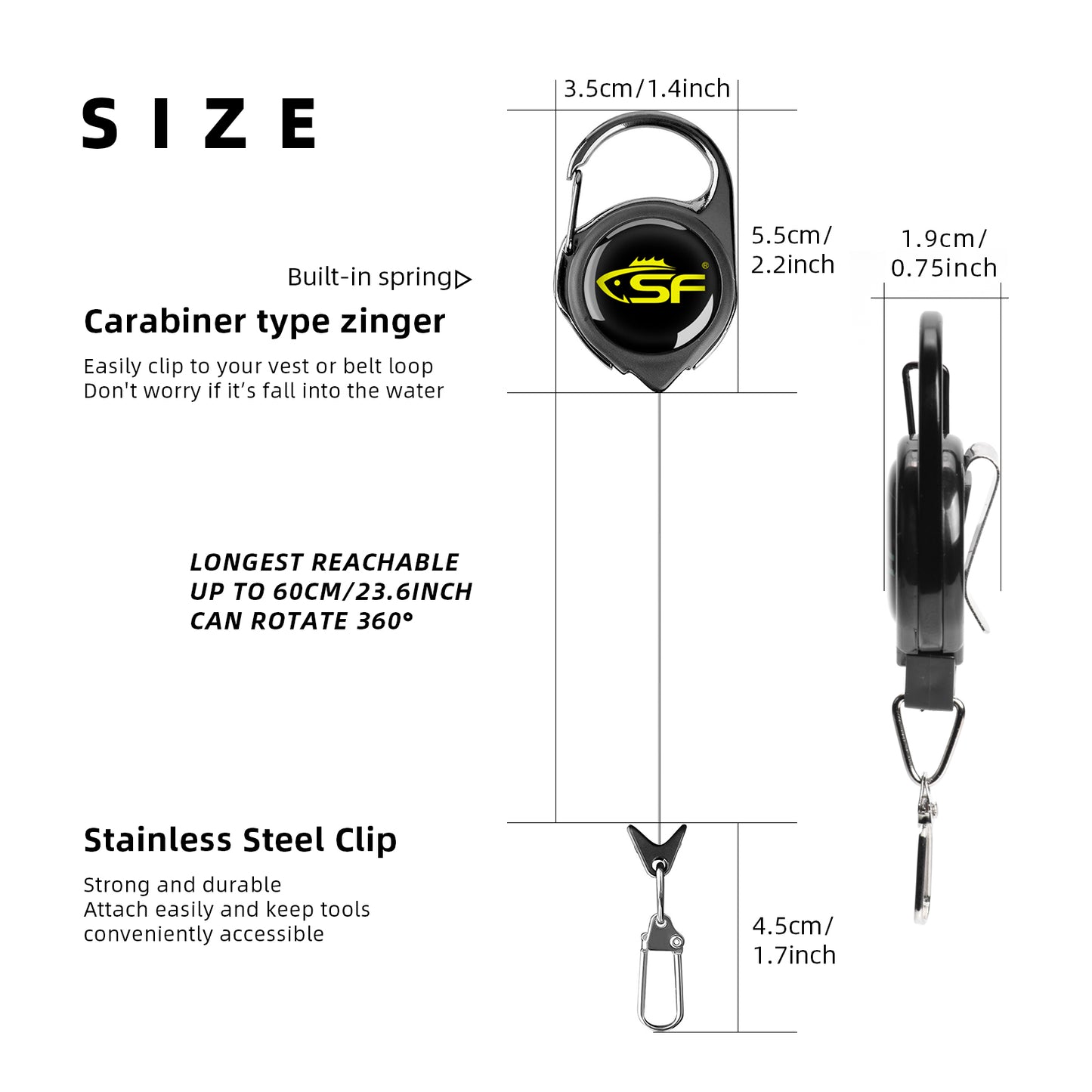 SF 3 in 1 Fly Fishing Fly line Leader Straightener and Line Cleaner with Zinger Retractor