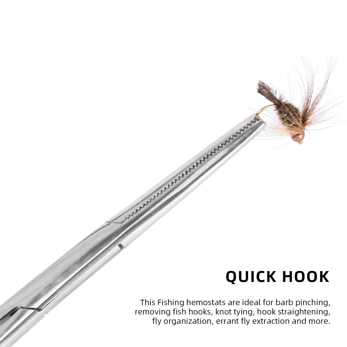 SF 6.3inch Fishing Hook Remover Fly Fishing Forceps Silver Straight Stainless Steal