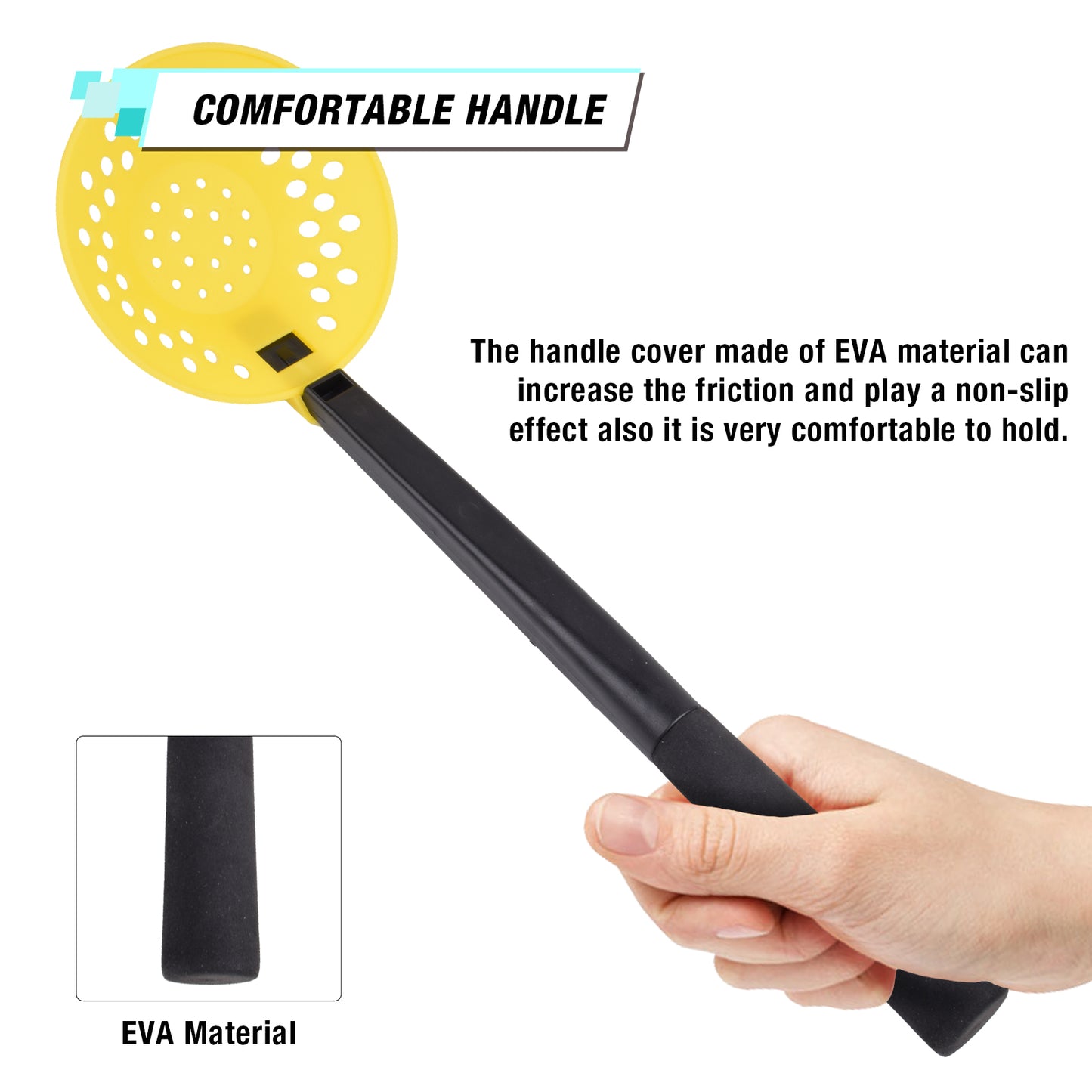 SF Ice Fishing Scooper Skimmer Scoop with EVA Non-Slip Straight Handle for Scooping Out Ice Fishing Tackle Accessories