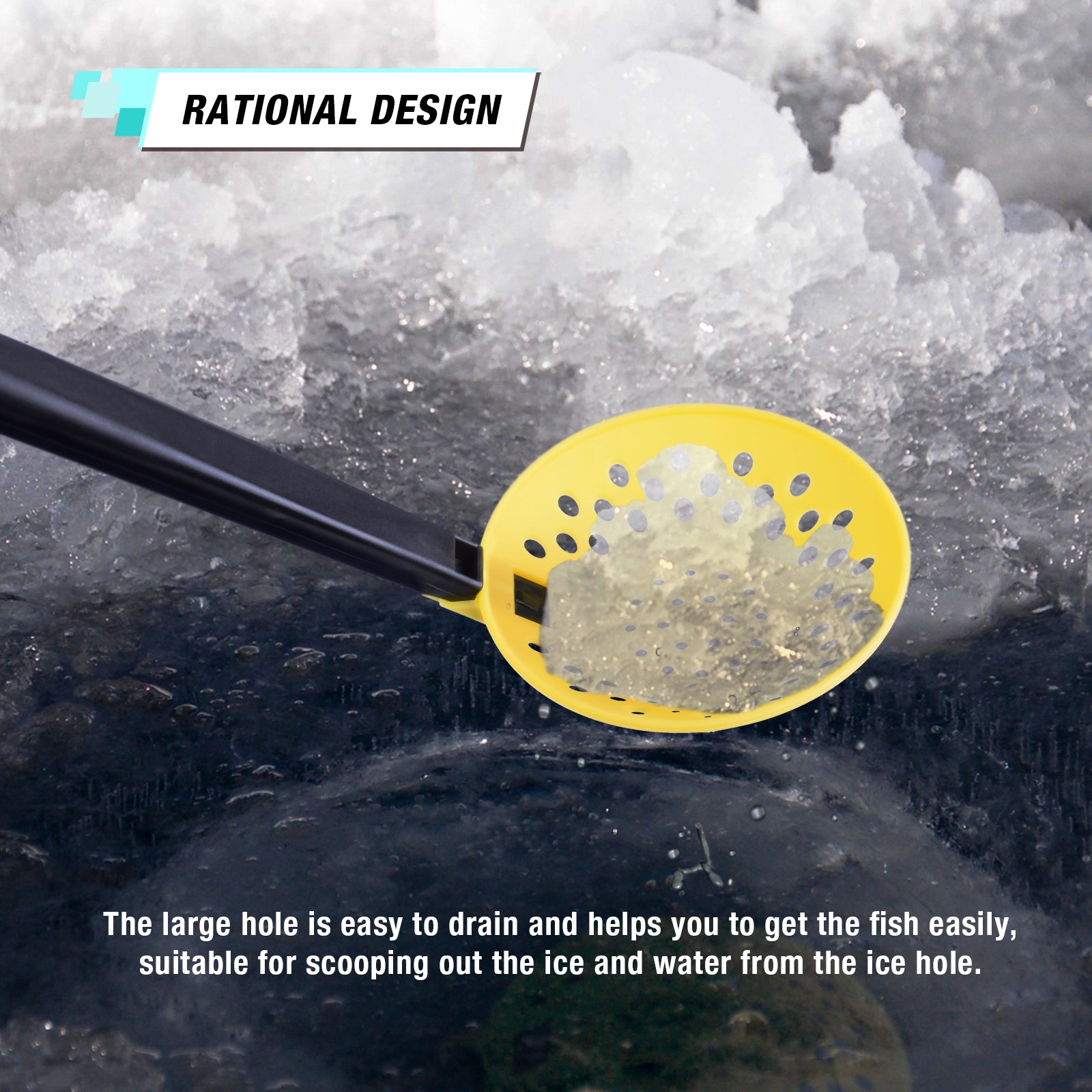 SF Ice Fishing Scooper Skimmer Scoop with EVA Non-Slip Straight Handle for Scooping Out Ice Fishing Tackle Accessories