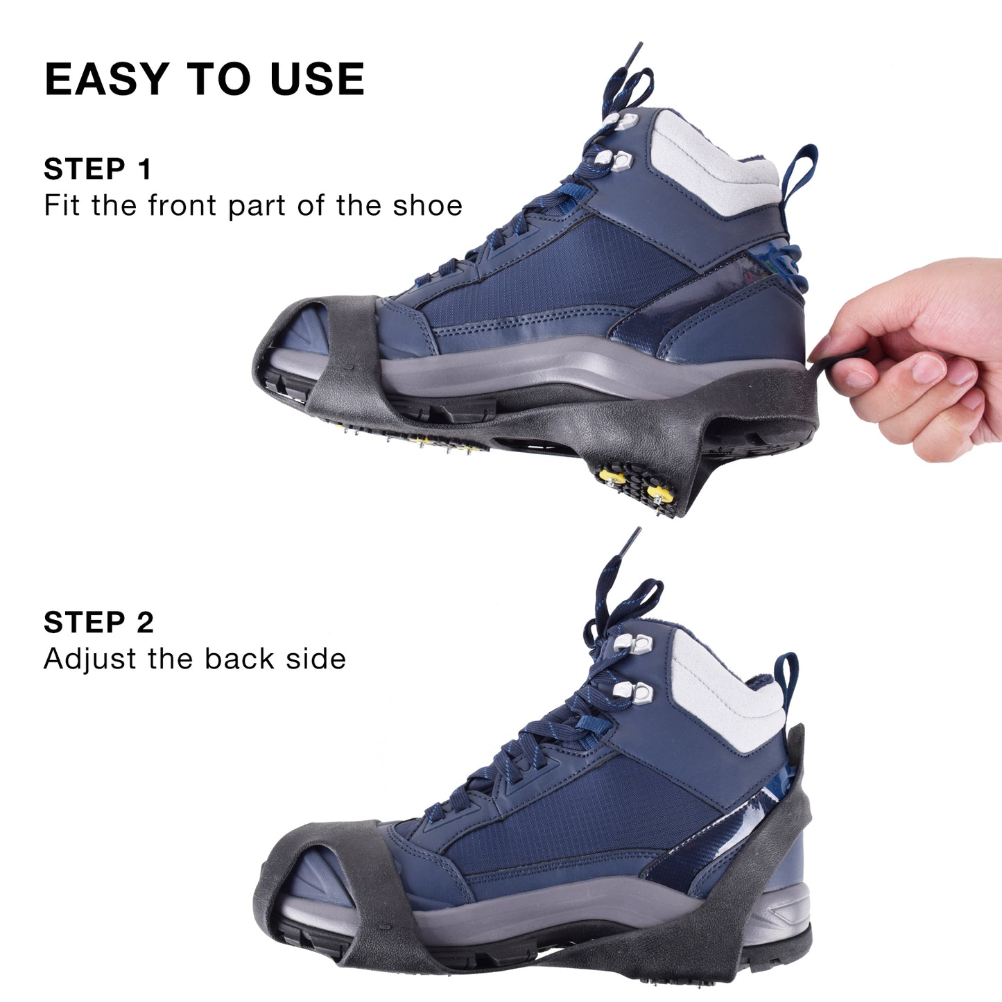 SF Ice Traction Cleats for Shoes and Boots Large Rubber with 10 Steel Studs Crampons for Ice Snow Anti Slip Traction Footwear