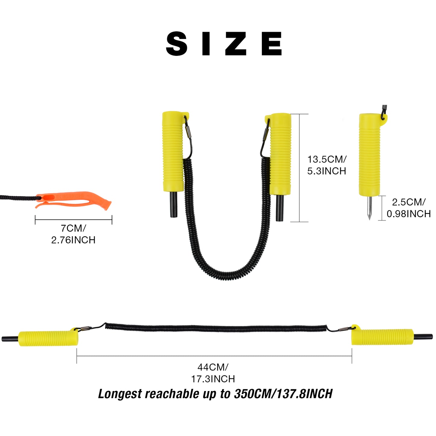 SF Ice Fishing Safety Kit Retractable Ice Picks, Safety Whistle, Ice Cleats for Shoes and Boots Emergency Accessories Outfit for Skating Sled Walking on Ice