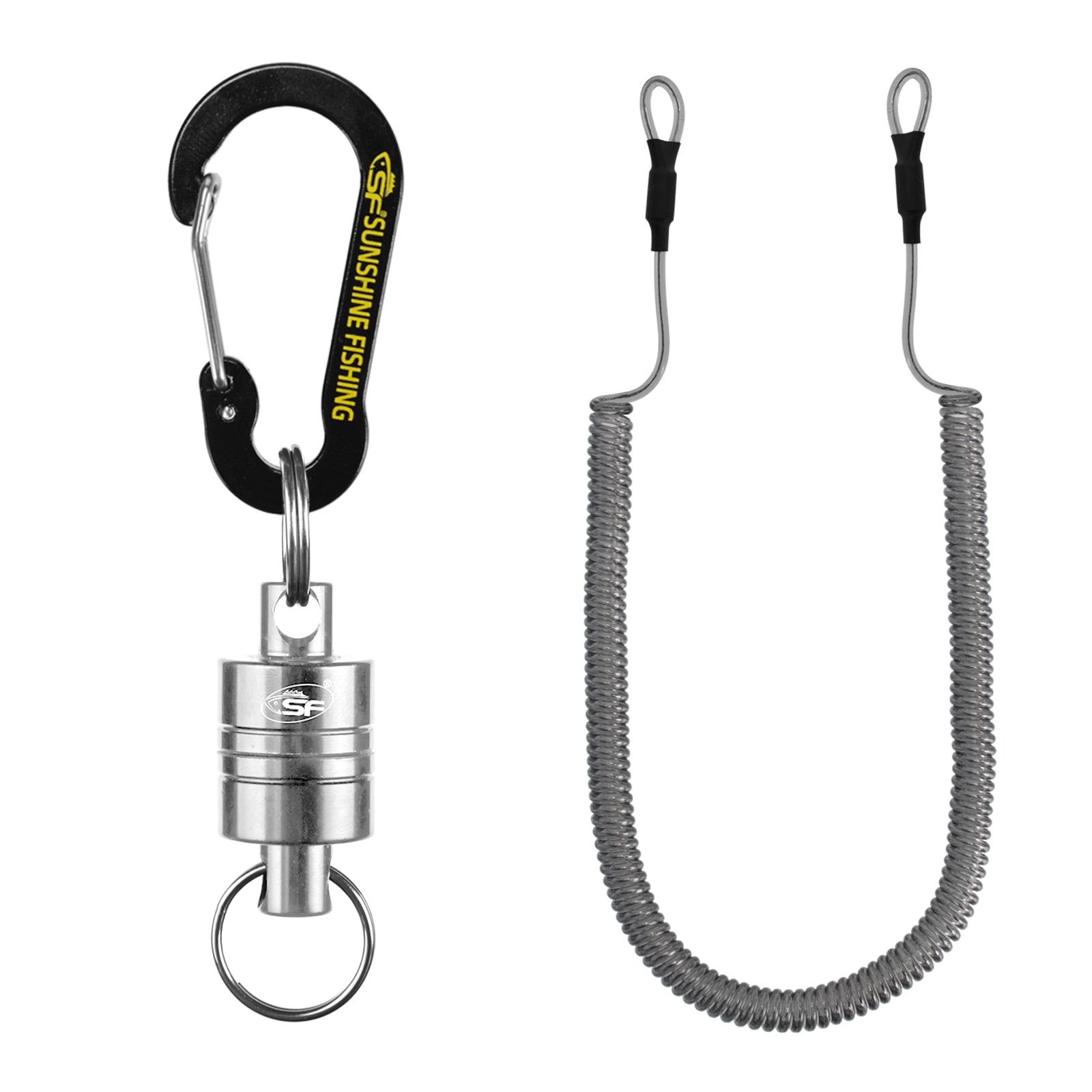 SF Strongest Magnetic Net Release Magnetic Keychain Fly Fishing Net Retractor Magnet Clip Holder Retractor with Retractable Coiled Lanyard Carabiner