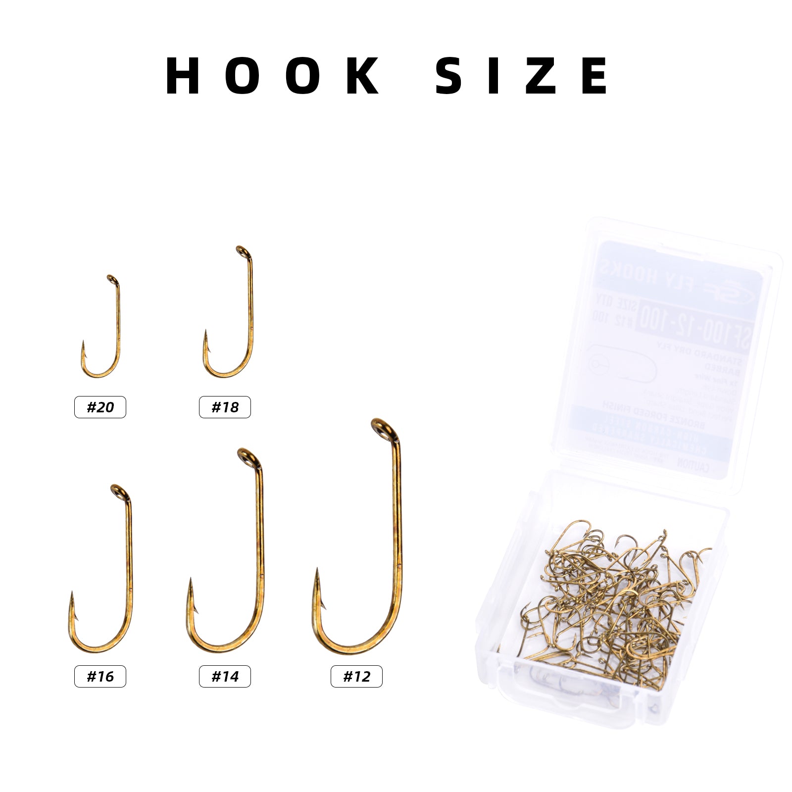 SF Standard Dry Fly Fishing Hooks with Mini Storage Box #12#14#16#18#2 SF Standard Dry Fly Fishing Hooks with Mini Storage Box #12#14#16#18#2