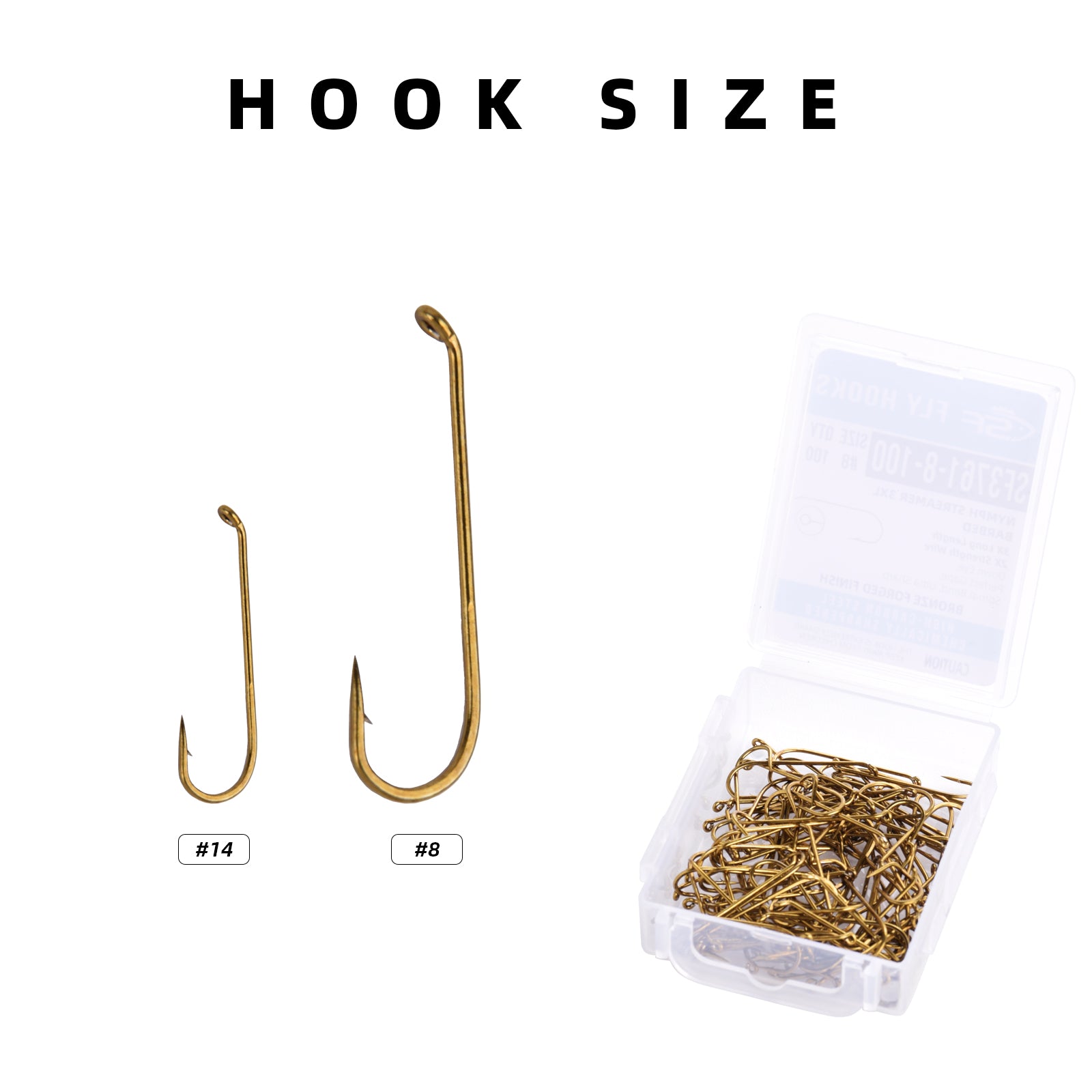 SF Nymph Streamer Dry Fly Tying Hooks 3XL with Mini Storage Box #8