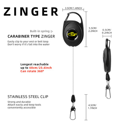 SF 3 in 1 Fly Fishing Nipper Knot Tying Tool with Zinger Retractor