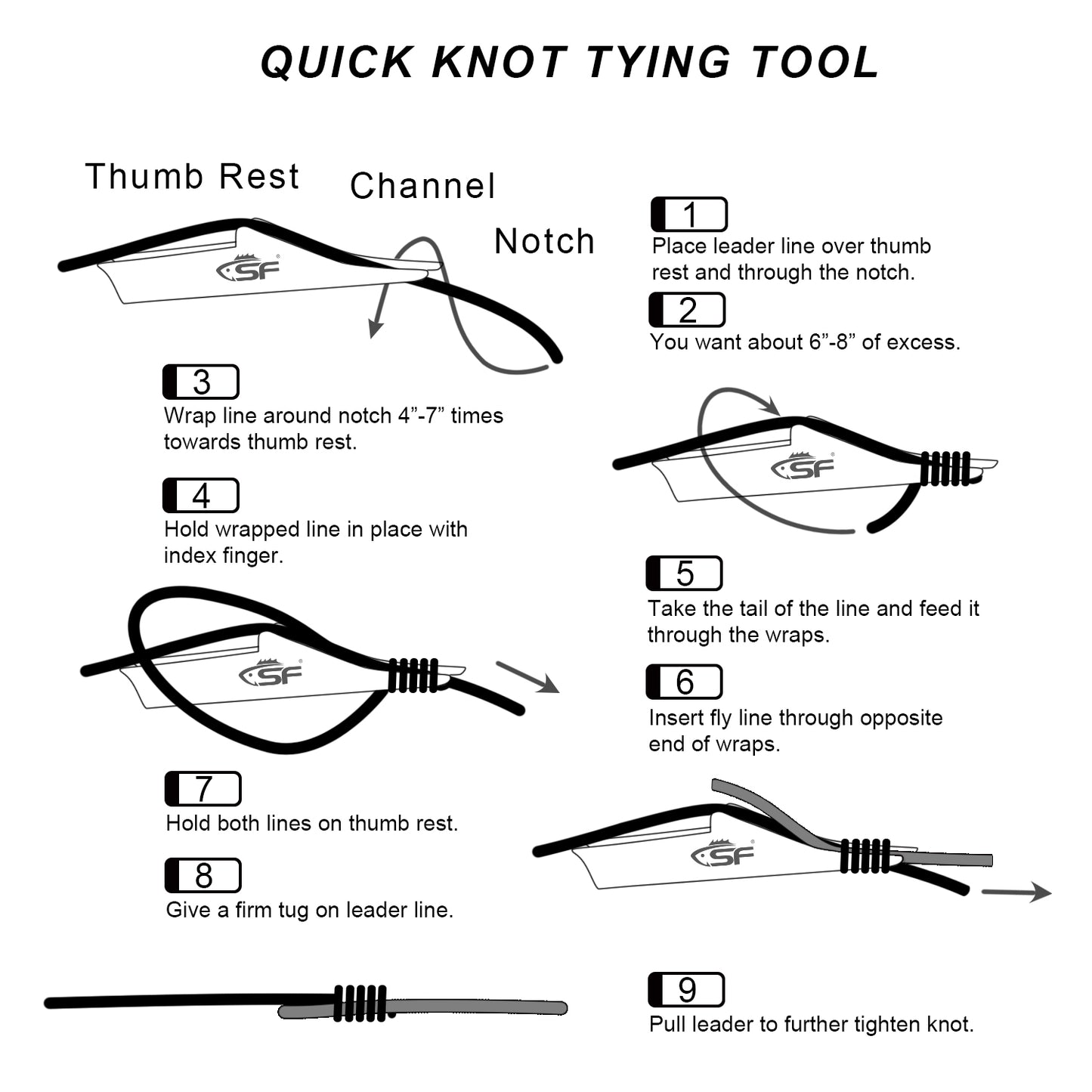 SF 2 in 1 Fly Fishing Angler Accessories Magnum Knot Tying Tool