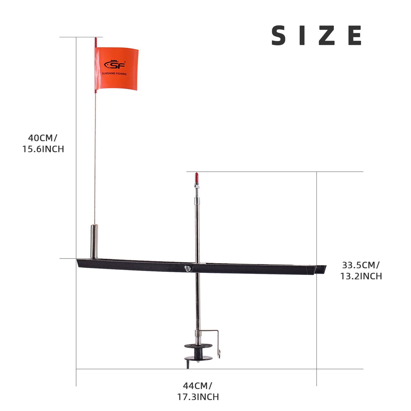 SF Ice Fishing Tip-Up Foldable with Orange Pole Flags Ice Fishing Accessories 2Pcs