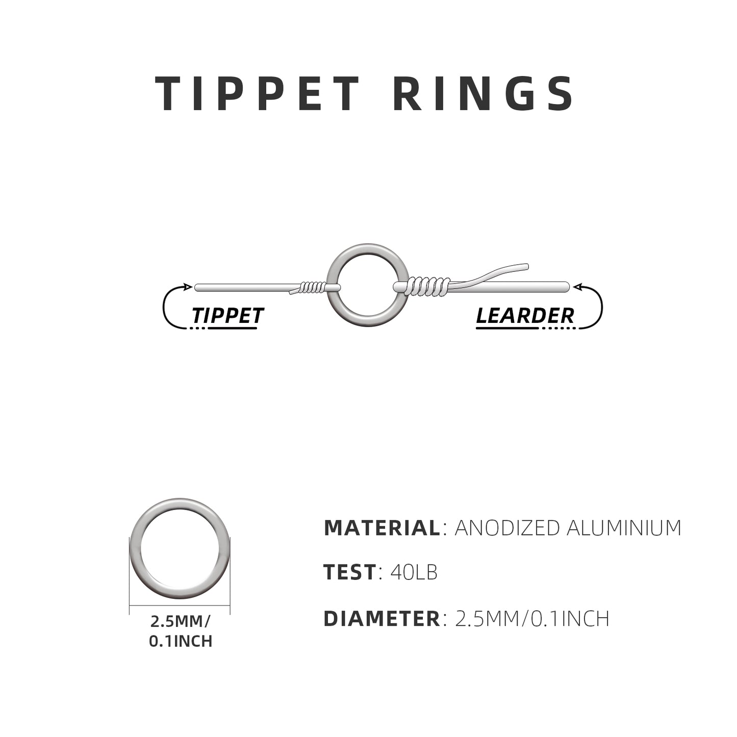 SF Lightweight Tippet Rings 2mm 25LB 2.5mm 40LB